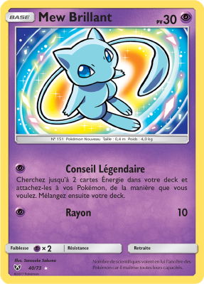 Carte Pokémon Mew Brillant 40/73 Ultra Rare Légendes Brillantes