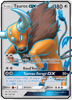 Carte Pokémon Tauros-GX 144/149 Ultra Rare Soleil et Lune (JCC)