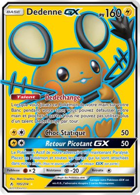 Carte Pokémon Dedenne-GX 195/214 Ultra Rare Alliance Infaillible