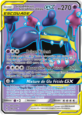 Carte Pokémon Grotadmorv et Grotadmorv d'Alola-GX 196/214 Ultra Rare Alliance Infaillible
