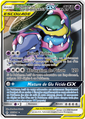 Carte Pokémon Grotadmorv et Grotadmorv d'Alola-GX 197/214 Ultra Rare Alliance Infaillible