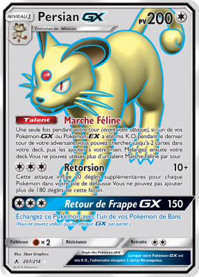 Carte Pokémon Persian-GX 207/214 Ultra Rare Alliance Infaillible