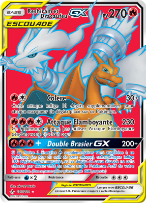 Carte Pokémon Reshiram et Dracaufeu-GX 194/214 Ultra Rare Alliance Infaillible