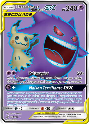 Carte Pokémon Ectoplasma et Mimiqui-GX 164/181 Ultra Rare Duo de Choc