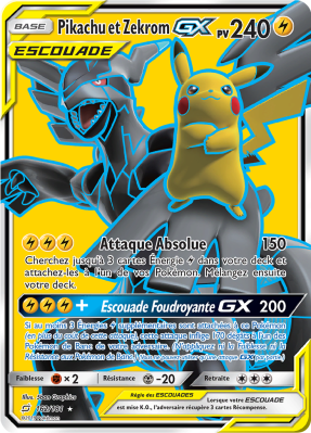 Carte Pokémon Pikachu et Zekrom-GX 162/181 Ultra Rare Duo de Choc