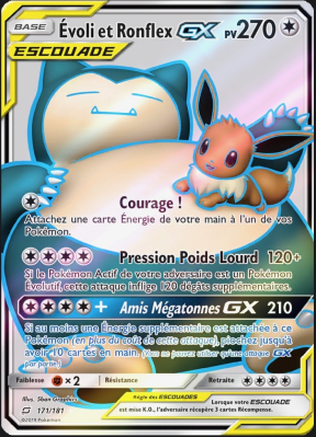 Carte Pokémon Évoli et Ronflex-GX 171/181 Ultra Rare Duo de Choc