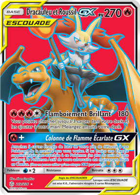 Carte Pokémon Dracaufeu et Roussil-GX 212/236 Ultra Rare Éclipse Cosmique