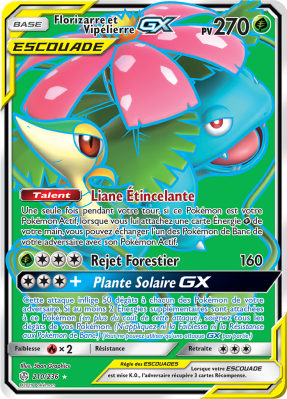 Carte Pokémon Florizarre et Vipélierre-GX 210/236 Ultra Rare Éclipse Cosmique