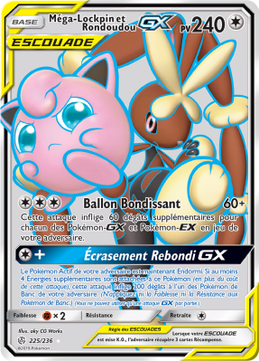 Carte Pokémon Méga-Lockpin et Rondoudou-GX 225/236 Ultra Rare Éclipse Cosmique