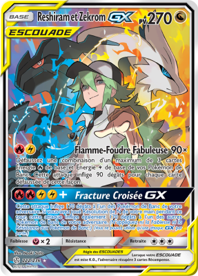 Carte Pokémon Reshiram et Zekrom-GX 222/236 Ultra Rare Éclipse Cosmique