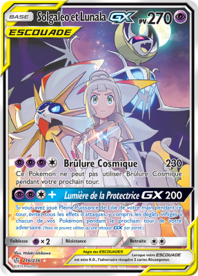 Carte Pokémon Solgaleo et Lunala-GX 216/236 Ultra Rare Éclipse Cosmique
