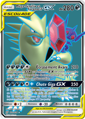 Carte Pokémon Méga-Ténéfix et Tyranocif-GX 225/236 Ultra Rare Harmonie des Esprits