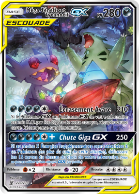 Carte Pokémon Méga-Ténéfix et Tyranocif-GX 226/236 Ultra Rare Harmonie des Esprits