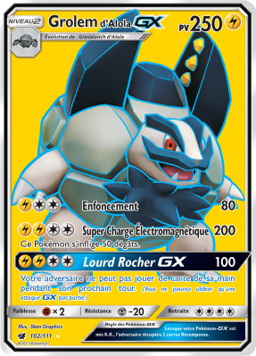 Carte Pokémon Grolem d'Alola-GX 102/111 Ultra Rare Invasion Carmin