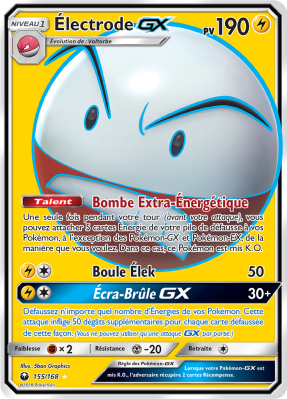 Carte Pokémon Électrode-GX 155/168 Ultra Rare Tempête Céleste
