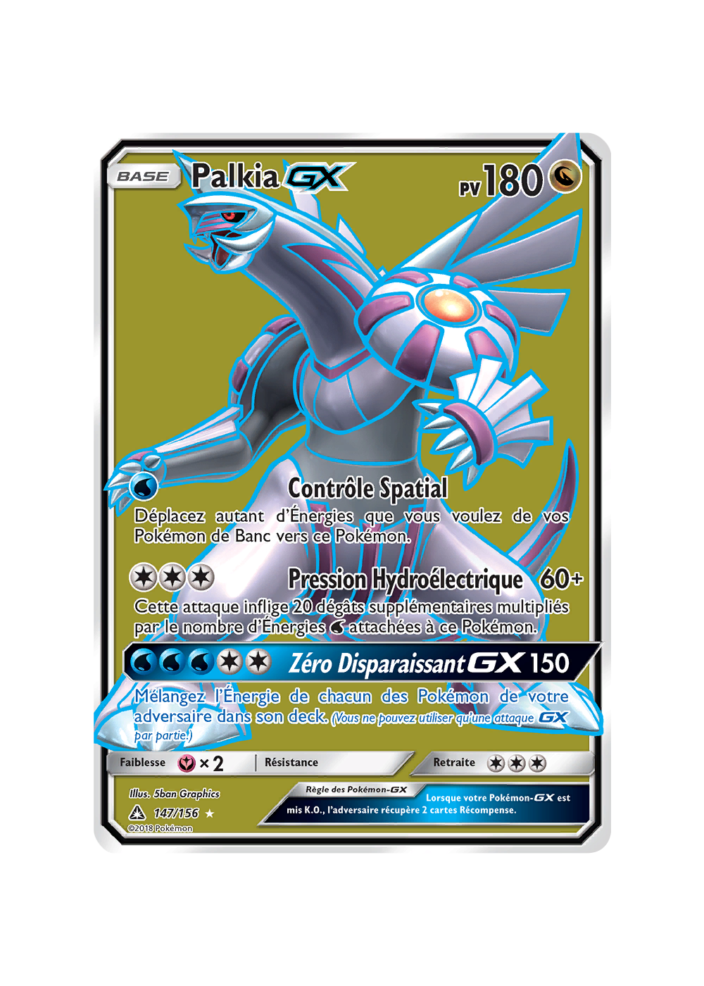 Carte Pokmon Palkia-GX 147/156 Ultra Rare Ultra-Prisme