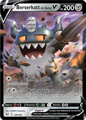Carte Pokémon Berserkatt de Galar-V 129/196 Ultra Rare Origine Perdue