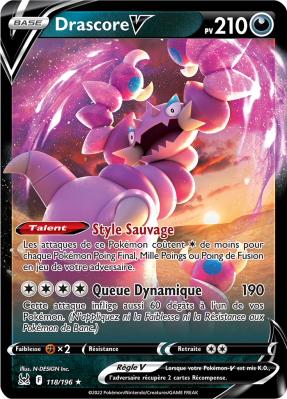 Carte Pokémon Drascore-V 118/196 Ultra Rare Origine Perdue