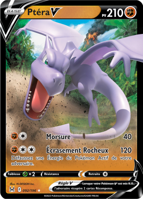Carte Pokémon Ptéra-V 092/196 Ultra Rare Origine Perdue