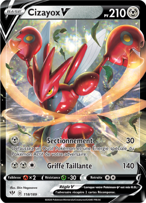 Carte Pokémon Cizayox-V 118/189 Ultra Rare Ténèbres Embrasées