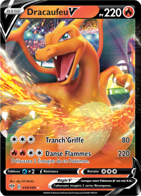 Carte Pokémon Dracaufeu-V 019/189 Ultra Rare Ténèbres Embrasées