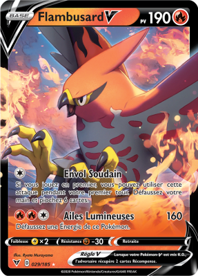 Carte Pokémon Flambusard-V 029/185 Ultra Rare Voltage Éclatant