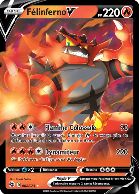 Carte Pokémon Félinferno-V 008/073 Ultra Rare La Voie du Maître