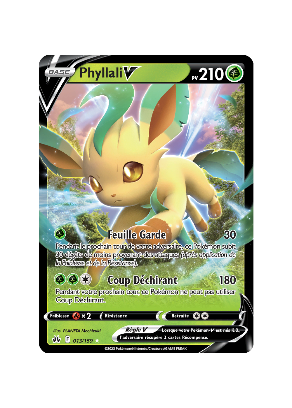 Carte Pokémon Phyllali-V 013/159 Ultra Rare Zénith Suprême