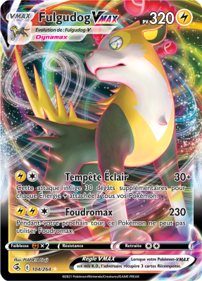 Carte Pokémon Fulgudog-VMAX 104/264 Ultra Rare Poing de Fusion
