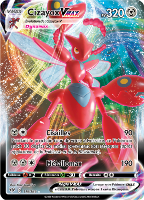 Carte Pokémon Cizayox-VMAX 119/189 Ultra Rare Ténèbres Embrasées