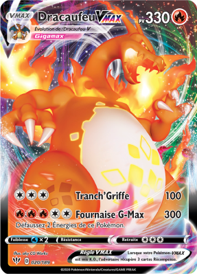 Carte Pokémon Dracaufeu-VMAX 020/189 Ultra Rare Ténèbres Embrasées