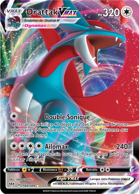 Carte Pokémon Drattak-VMAX 144/189 Ultra Rare Ténèbres Embrasées