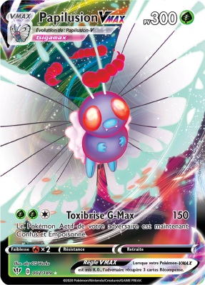 Carte Pokémon Papilusion-VMAX 002/189 Ultra Rare Ténèbres Embrasées