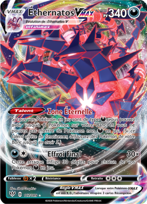 Carte Pokémon Éthernatos-VMAX 117/189 Ultra Rare Ténèbres Embrasées