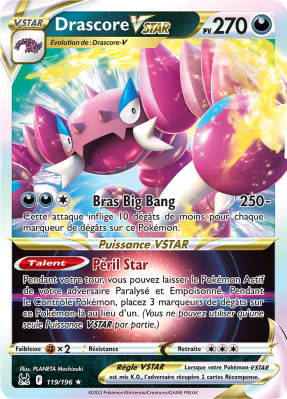 Carte Pokémon Drascore-VSTAR 119/196 Ultra Rare Origine Perdue