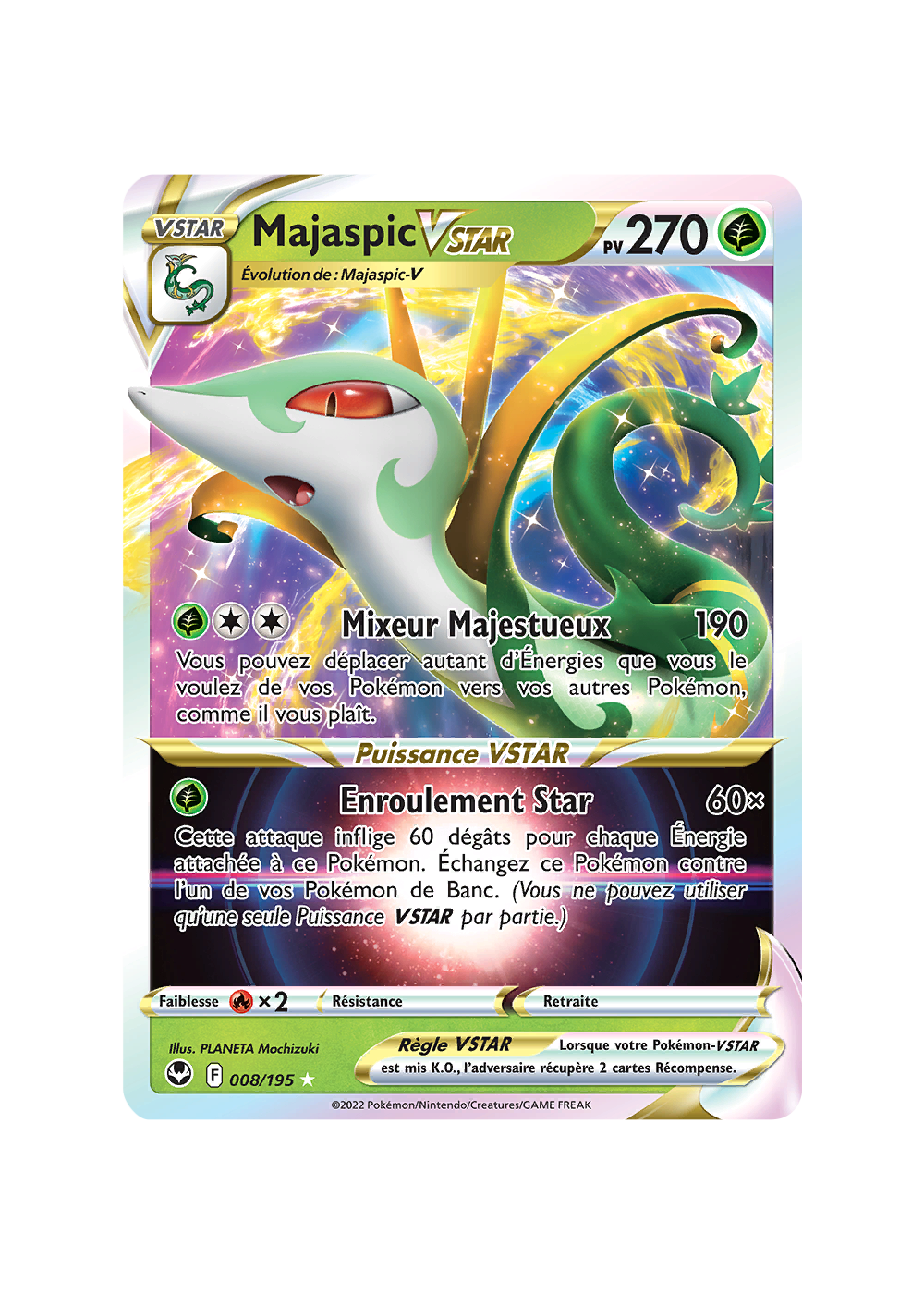 Carte Pokmon Majaspic-VSTAR 008/195 Ultra Rare Tempte Argente Carte Pokmon Majaspic-VSTAR 008/195 Ultra Rare Tempte Argente