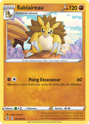 Carte Pokémon Sablaireau 132/264 Peu commune Poing de Fusion