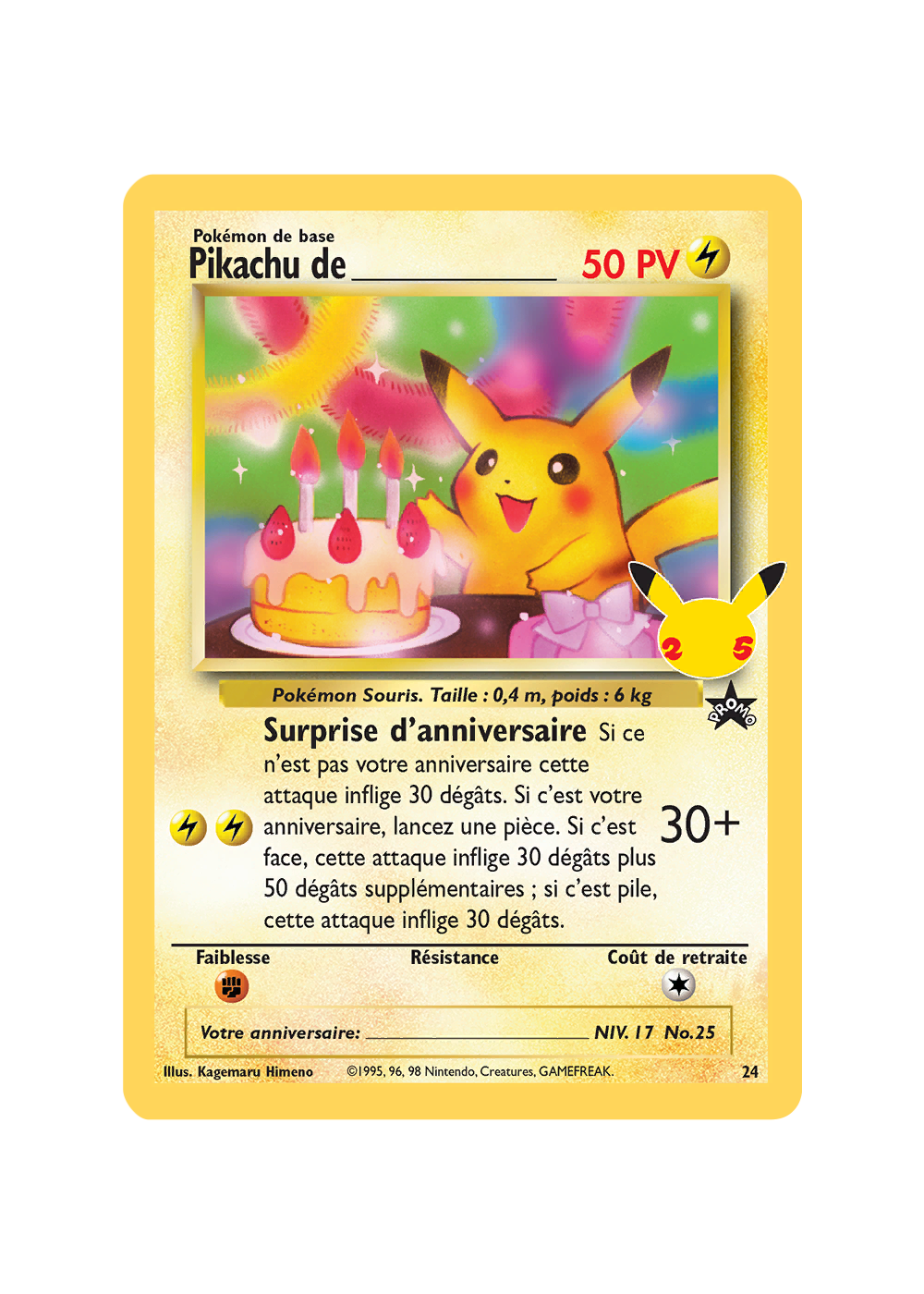 Carte Pokémon Surf Pikachu V 008/025 – Édition Célébrations 25e Anniversaire, Carte Originale Anglaise Rare Avec Protecteur Card Saver