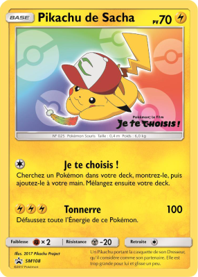 Carte Pokémon Pikachu de Sacha SM108 Promo SM