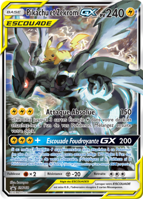 Carte Pokémon Pikachu et Zekrom-GX SM168 Promo SM