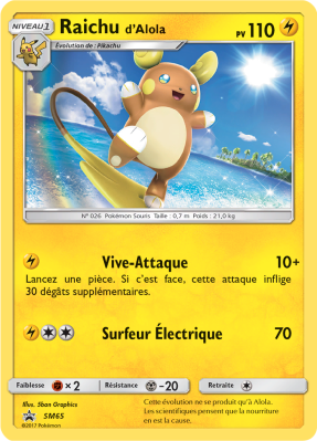 Carte Pokémon Raichu d'Alola SM65 Promo SM