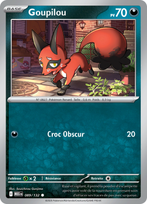 Carte Pokémon Goupilou 089/132 Commune Méga-Évolution (JCC)
