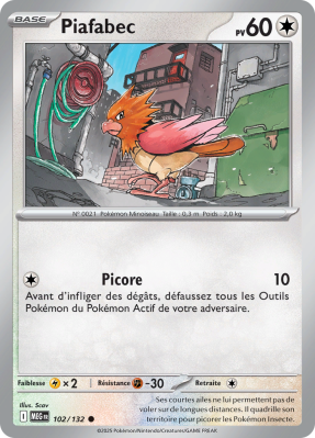 Carte Pokémon Piafabec 102/132 Commune Méga-Évolution (JCC)