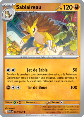 Carte Pokémon Sablaireau 069/132 Commune Méga-Évolution (JCC)