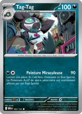 Carte Pokémon Tag-Tag 092/132 Commune Méga-Évolution (JCC)