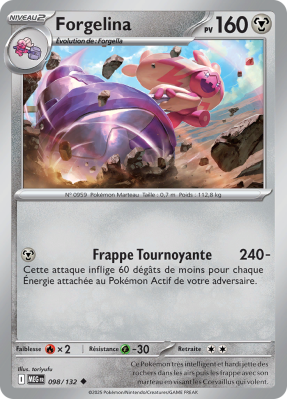 Carte Pokémon Forgelina 098/132 Peu commune Méga-Évolution (JCC)