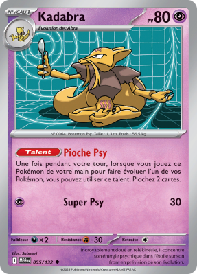 Carte Pokémon Kadabra 055/132 Peu commune Méga-Évolution (JCC)