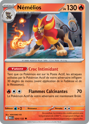 Carte Pokémon Némélios 024/132 Peu commune Méga-Évolution (JCC)