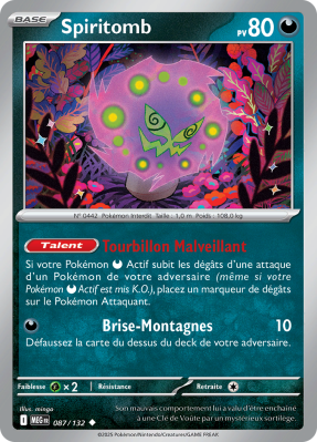 Carte Pokémon Spiritomb 087/132 Peu commune Méga-Évolution (JCC)