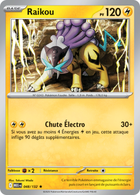 Carte Pokémon Raikou 048/132 Rare Méga-Évolution (JCC)